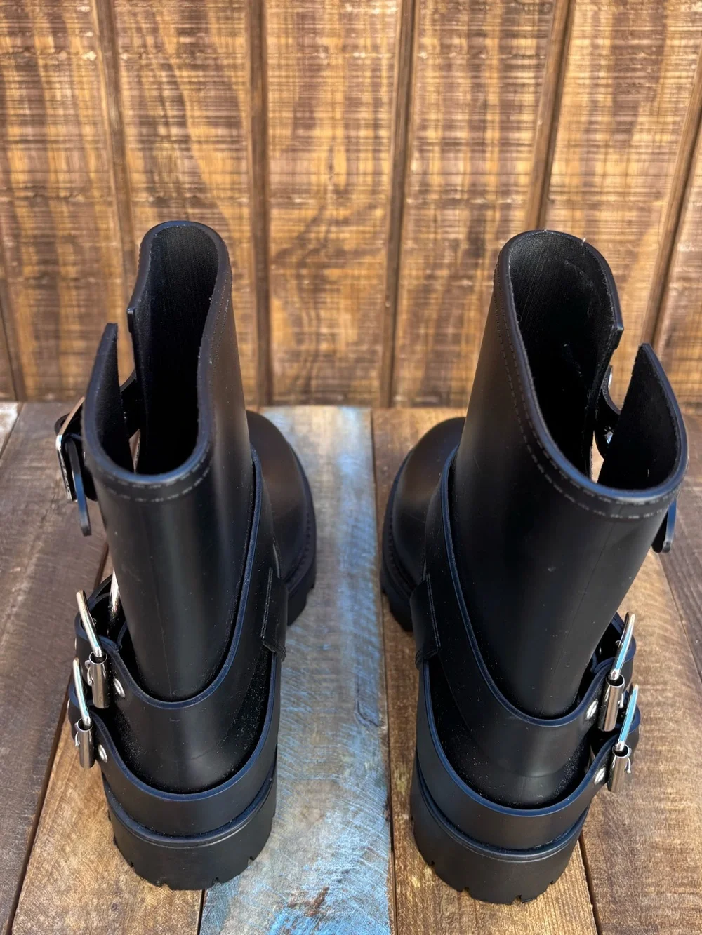 Jeffrey Campbell Black Moto Chunky Rain Boots